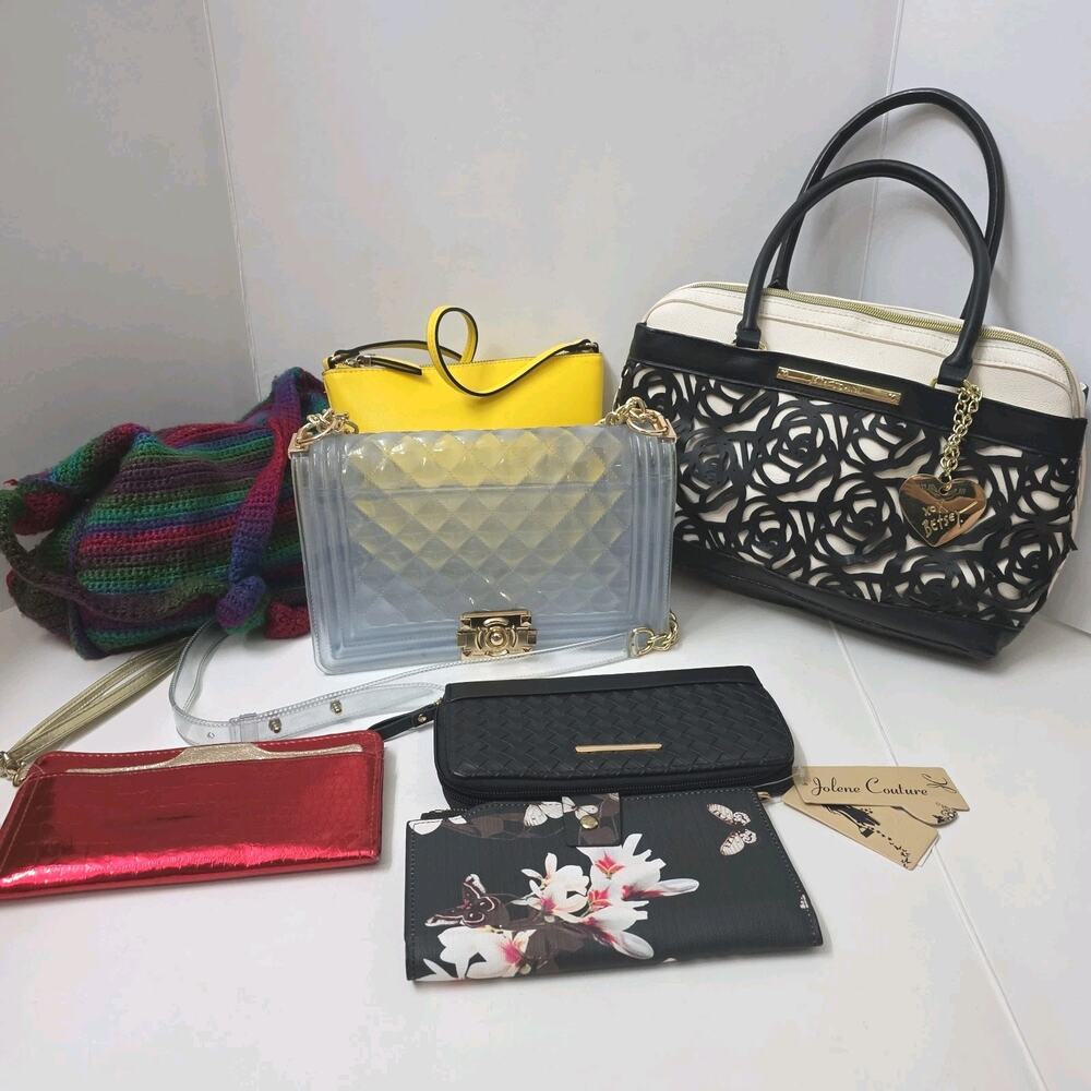 LOT of Daily Wear Purses - 4 Handbags + 3 Wallets Betsey Johnson + H&M + Jelly